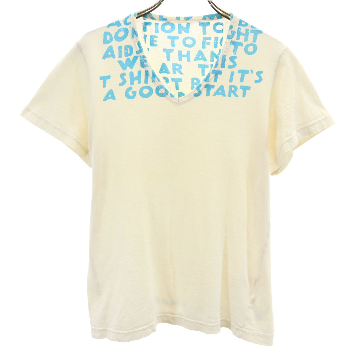 MARTIN MARGIELA マルタンマルジェラ 06SS エイズT 半袖 Vネック Tシャツ S アイボリー レディース