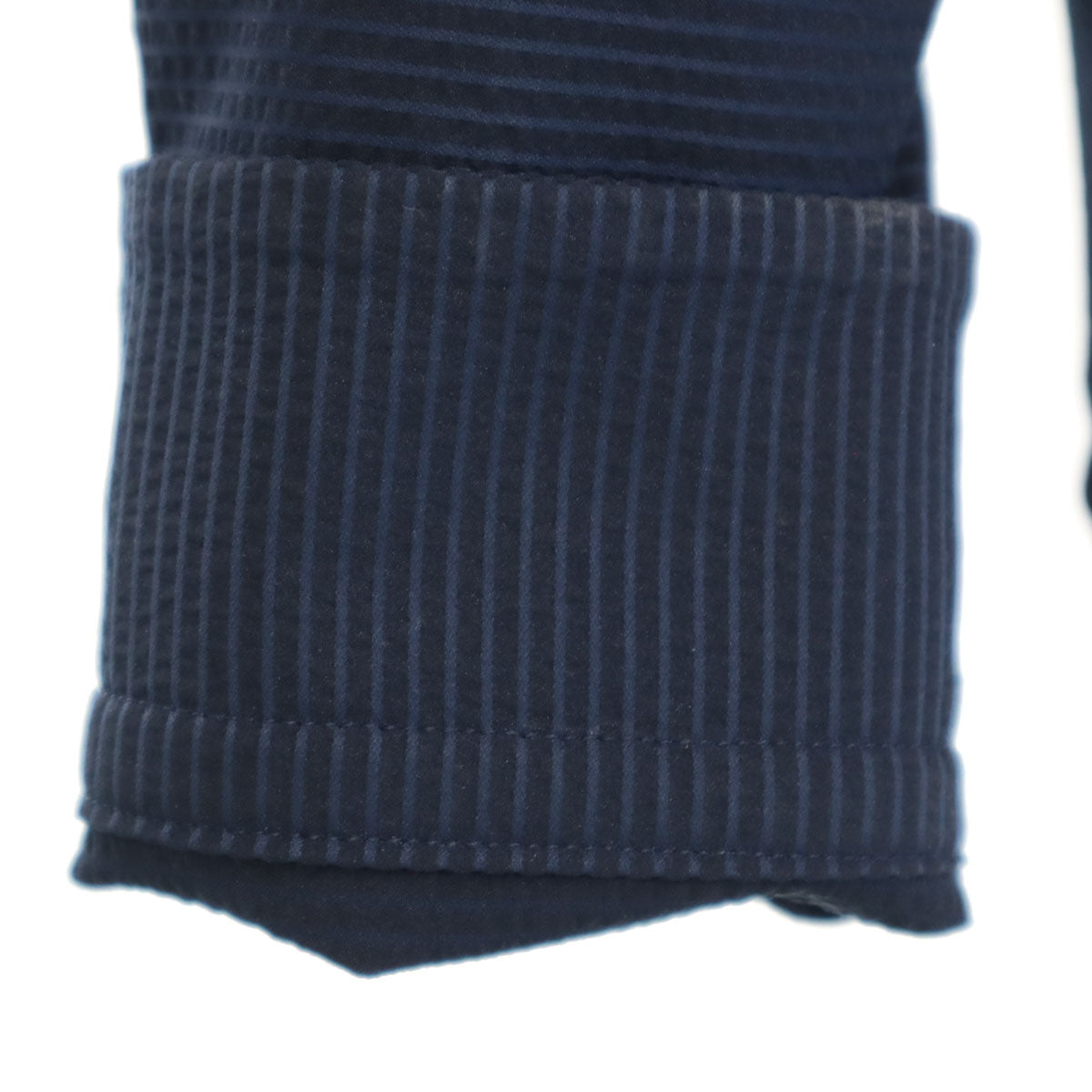 Milok ミロック 日本製 ストライプ柄 長袖 シャツ 46 ネイビー メンズ