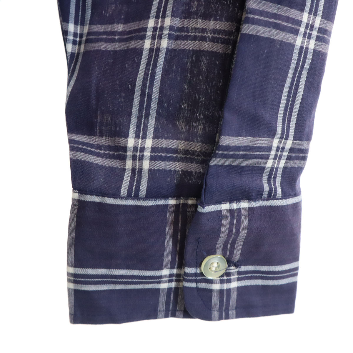 WILSHIRE 70s ヴィンテージ チェック柄 長袖 シャツ M ネイビー メンズ