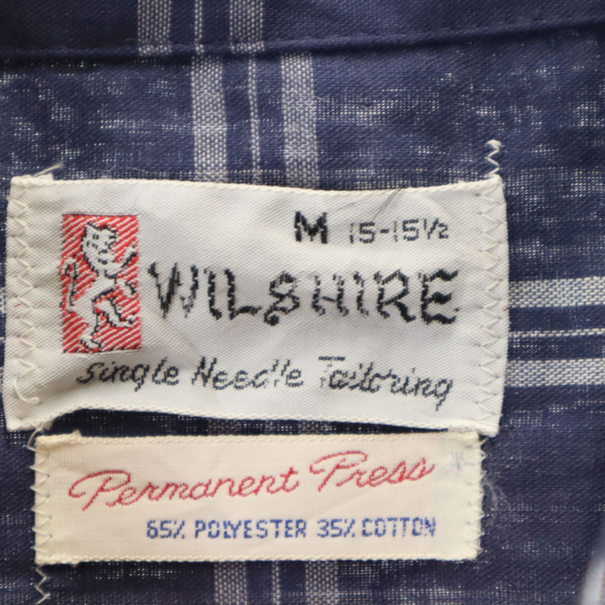 WILSHIRE 70s ヴィンテージ チェック柄 長袖 シャツ M ネイビー メンズ