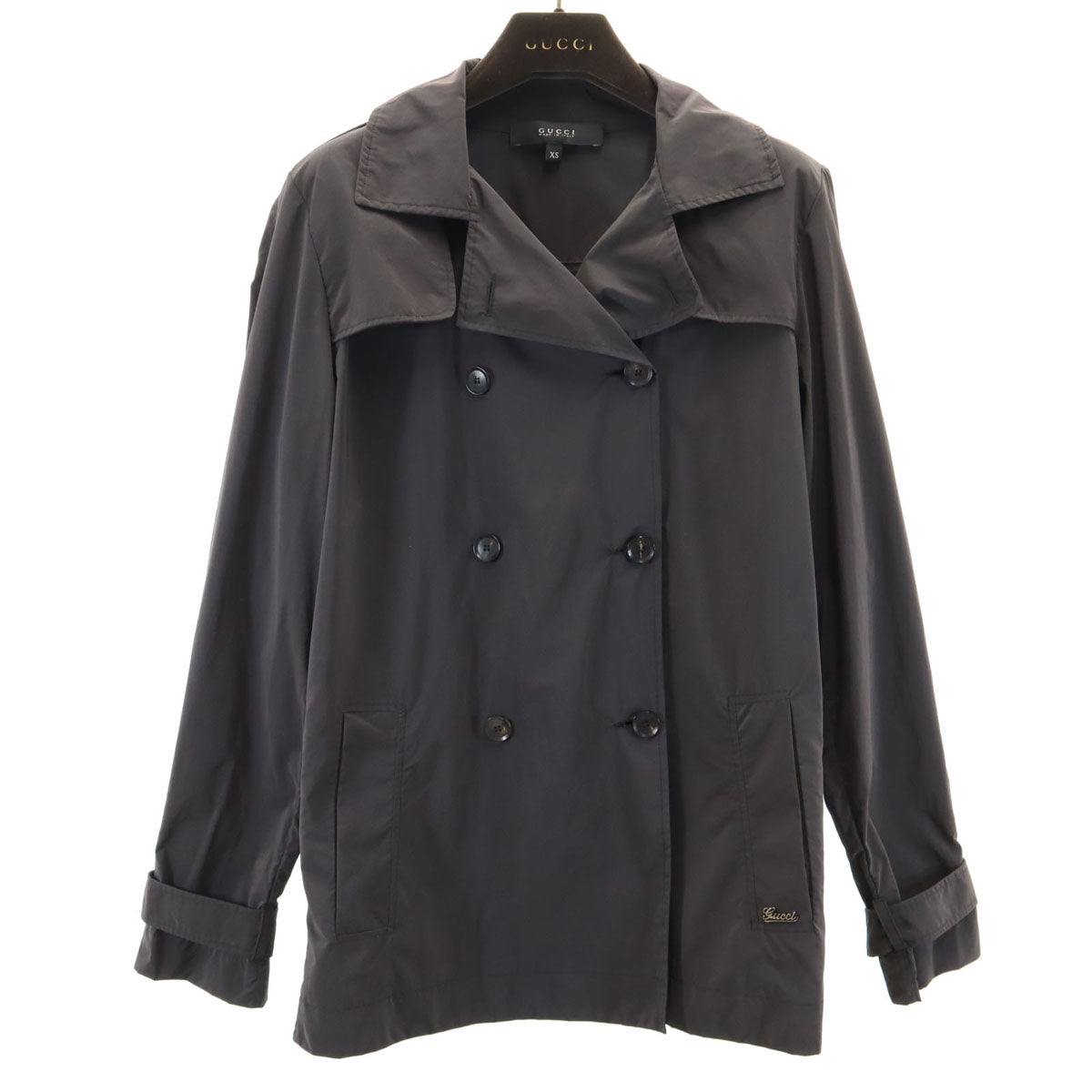 GUCCI グッチ イタリア製 トレンチ ジャケット XS チャコール 259360 ハンガー付き レディース