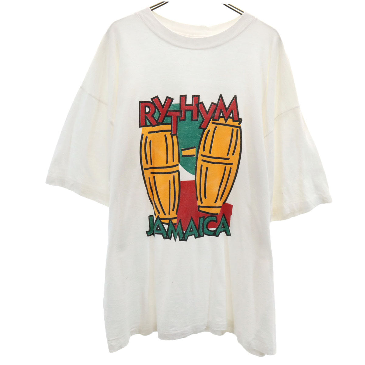 90s オールド RYTHYM JAMAICA 半袖 Tシャツ ホワイト シングルステッチ メンズ