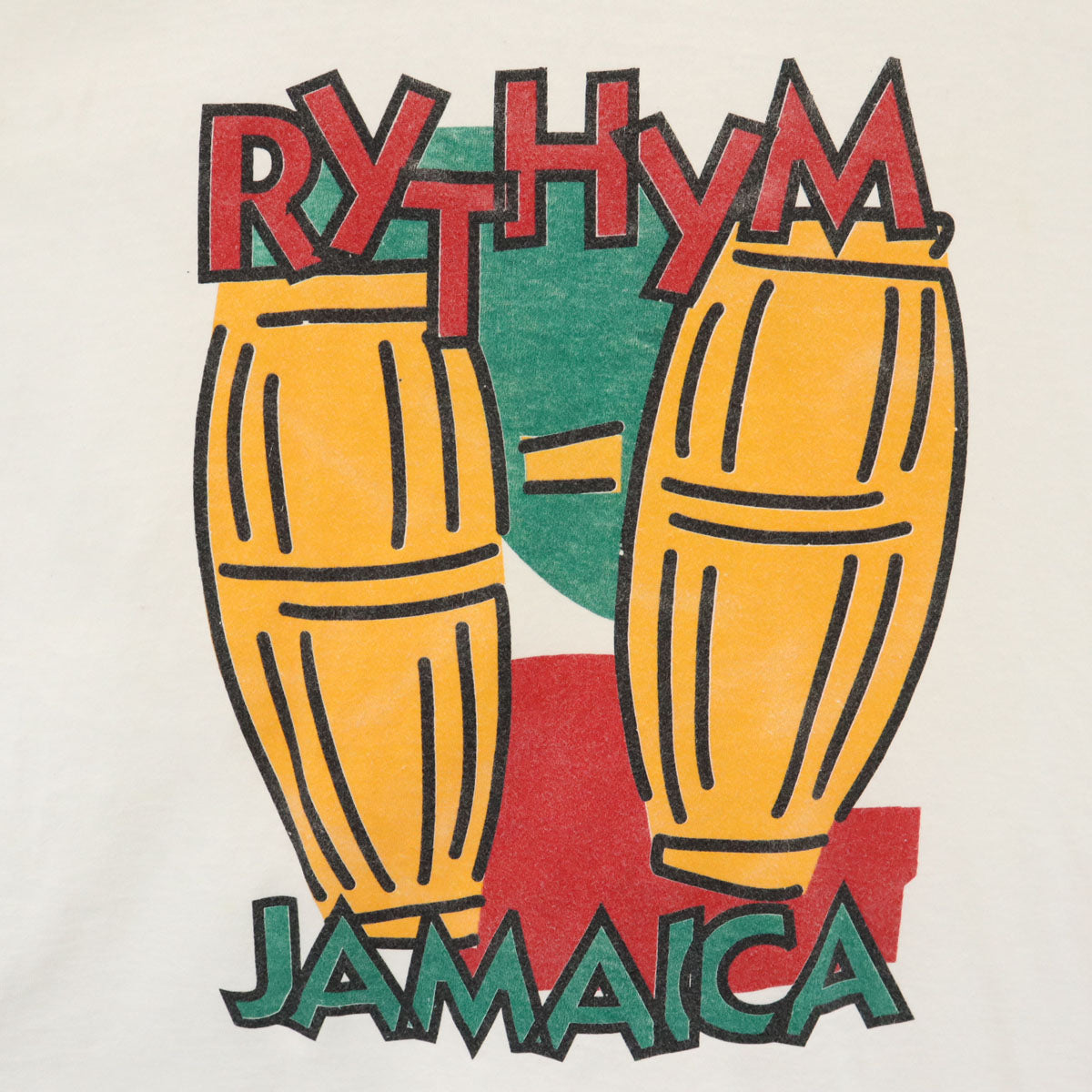 90s オールド RYTHYM JAMAICA 半袖 Tシャツ ホワイト シングルステッチ メンズ