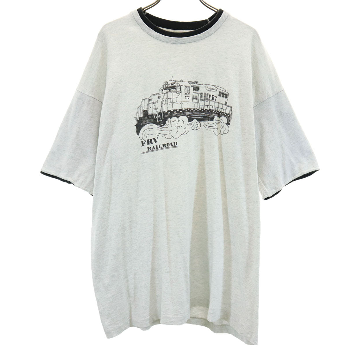 FRUIT OF THE LOOM フルーツオブザルーム 90s USA製 オールド FRV 鉄道 半袖 Tシャツ XL グレー メンズ
