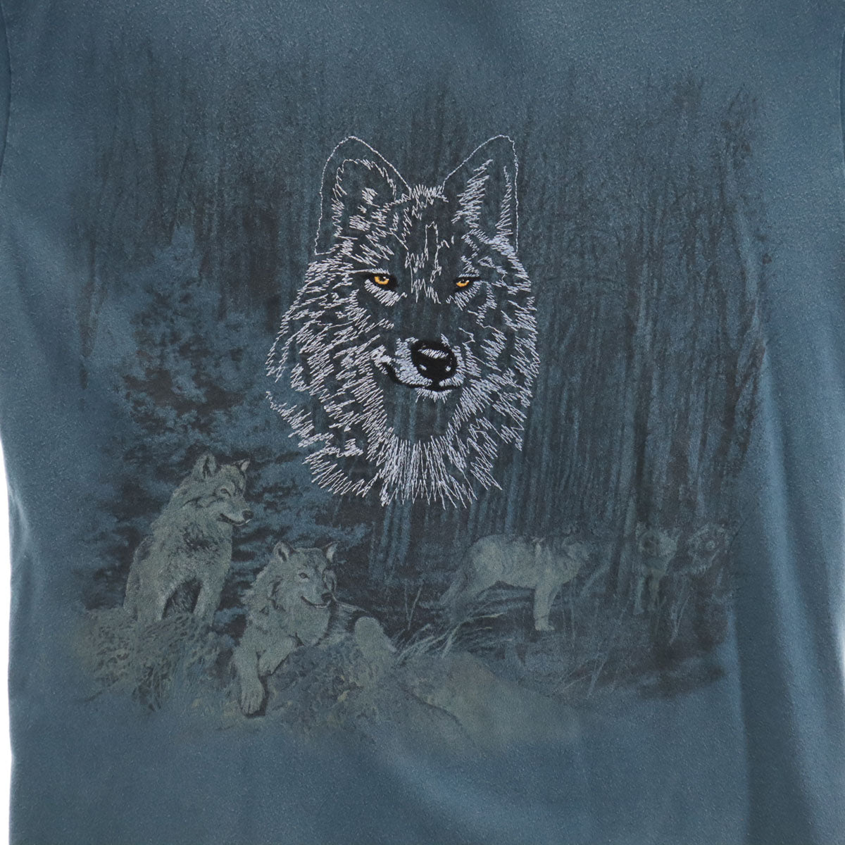 OLD オールド 90s オオカミ 半袖 Tシャツ チャコールグレー系 アニマル柄 メンズ