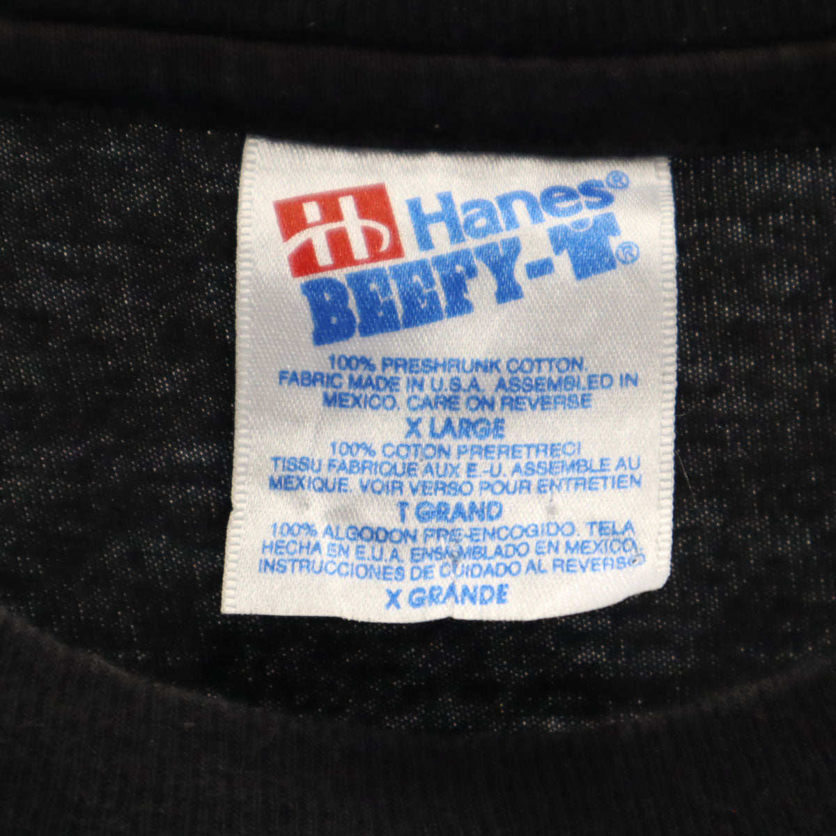 Hanes ヘインズ 90s USA製 オールド バックスカル 半袖 Tシャツ XL ブラック シングルステッチ BEEFY-T ポケT メンズ