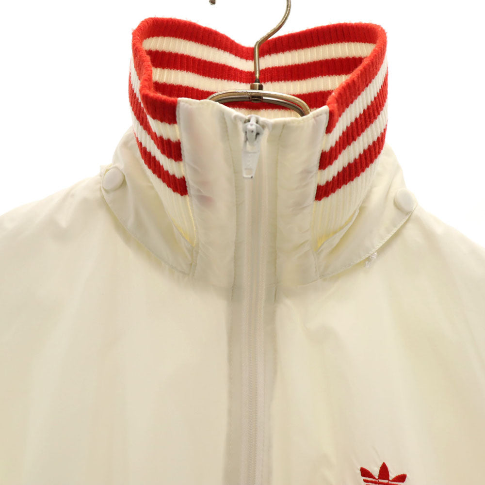 adidas アディダス 70s デサント製 ヴィンテージ トレフォイルロゴ刺繍 ナイロンジャケット M 白 メンズ