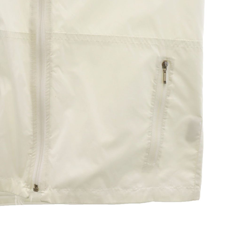 adidas アディダス 70s デサント製 ヴィンテージ トレフォイルロゴ刺繍 ナイロンジャケット M 白 メンズ