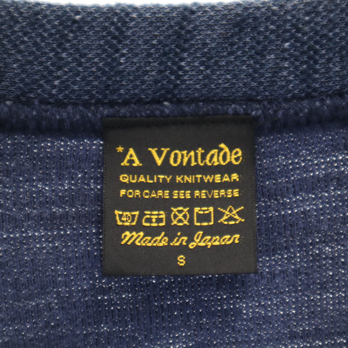 A VONTADE アボンタージ 日本製 長袖 インディゴ染め Vネック ニットカーディガン S ネイビー メンズ