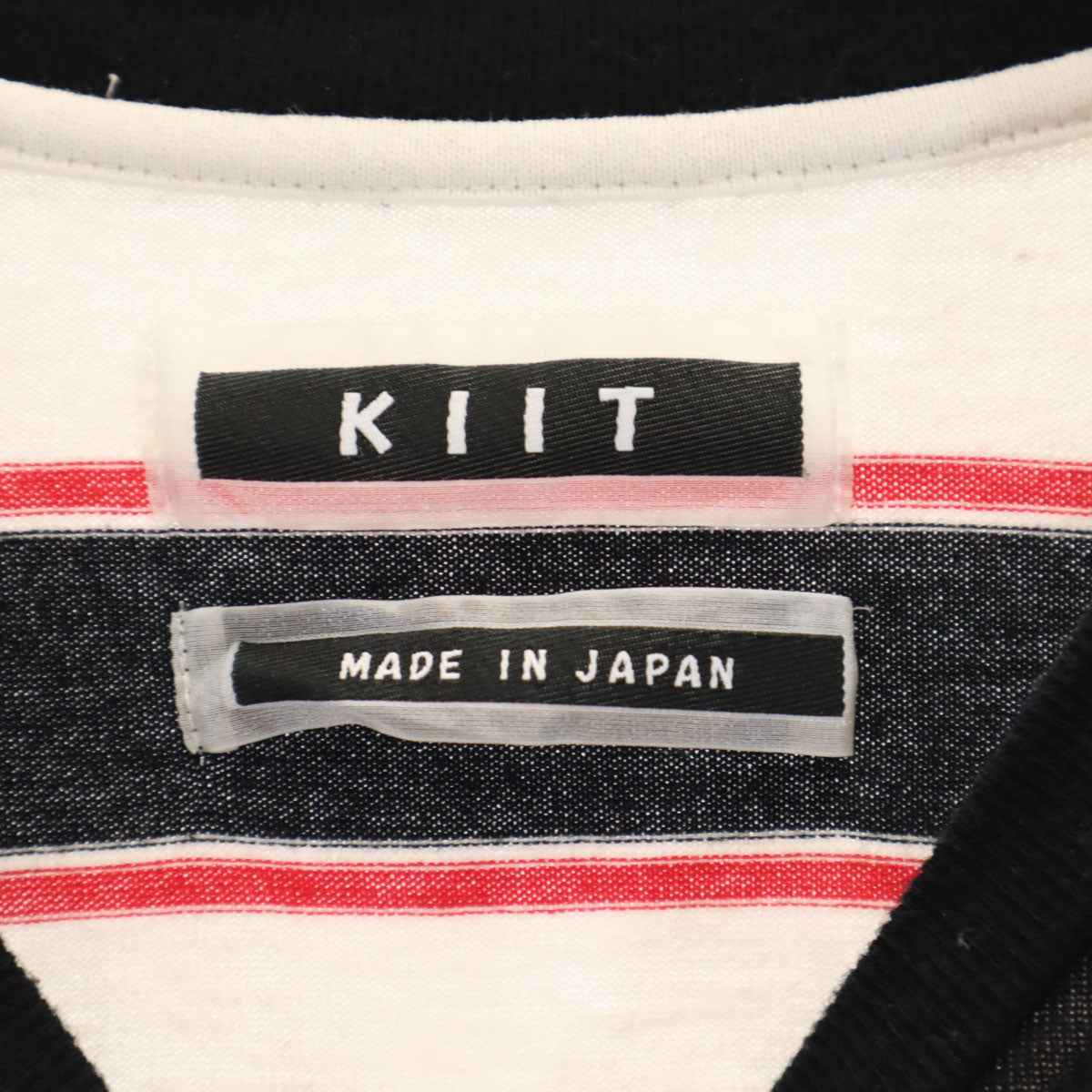 KIIT キート 日本製 ボーダー柄 長袖 Tシャツ ホワイト ロンT メンズ