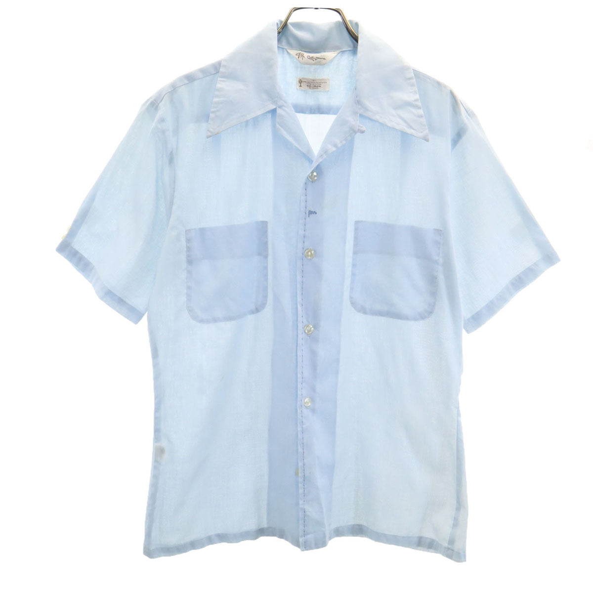 WR. California 70s ヴィンテージ 半袖 オープンカラーシャツ S 水色 メンズ