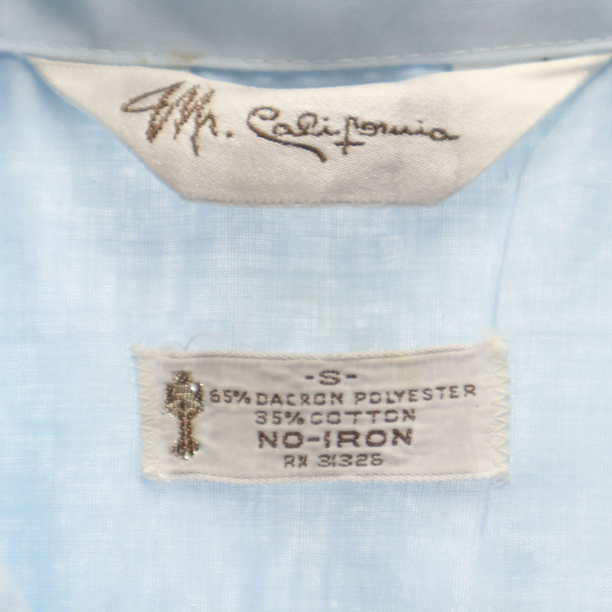WR. California 70s ヴィンテージ 半袖 オープンカラーシャツ S 水色 メンズ