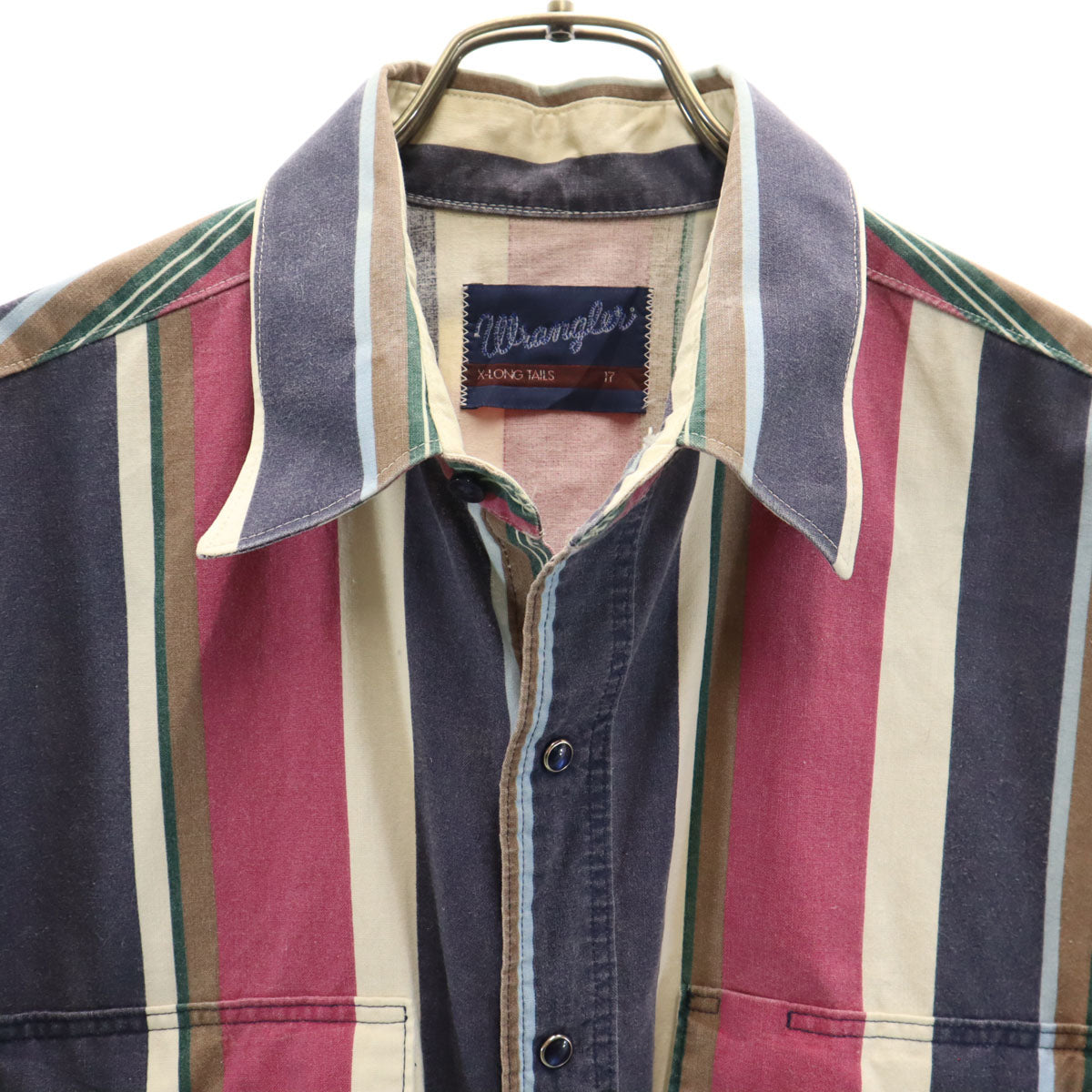 Wrangler ラングラー 90s オールド ストライプ柄 半袖 シャツ 17 ネイビー メンズ