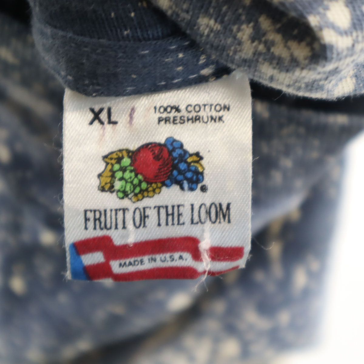 FRUIT OF THE LOOM フルーツオブザルーム 90s USA製 オールド アートプリント 半袖 Tシャツ XL ネイビー シングルステッチ メンズ