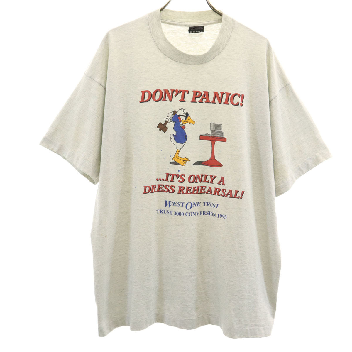 FRUIT OF THE LOOM BEST フルーツオブザルーム ベスト 90s USA製 オールド メッセージプリント 半袖 Tシャツ XL グレー シングルステッチ メンズ