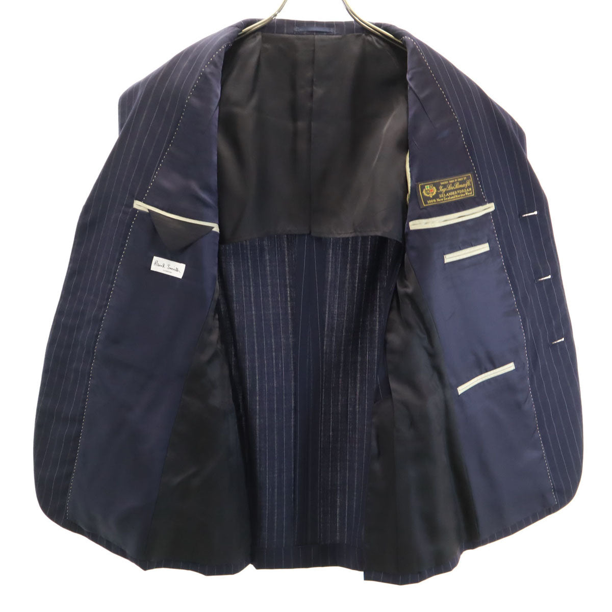 Paul Smith LONDON ポールスミスロンドン 日本製 ストライプ柄 ロロピアーナ生地 スーツ 上下 セットアップ M ネイビー メンズ