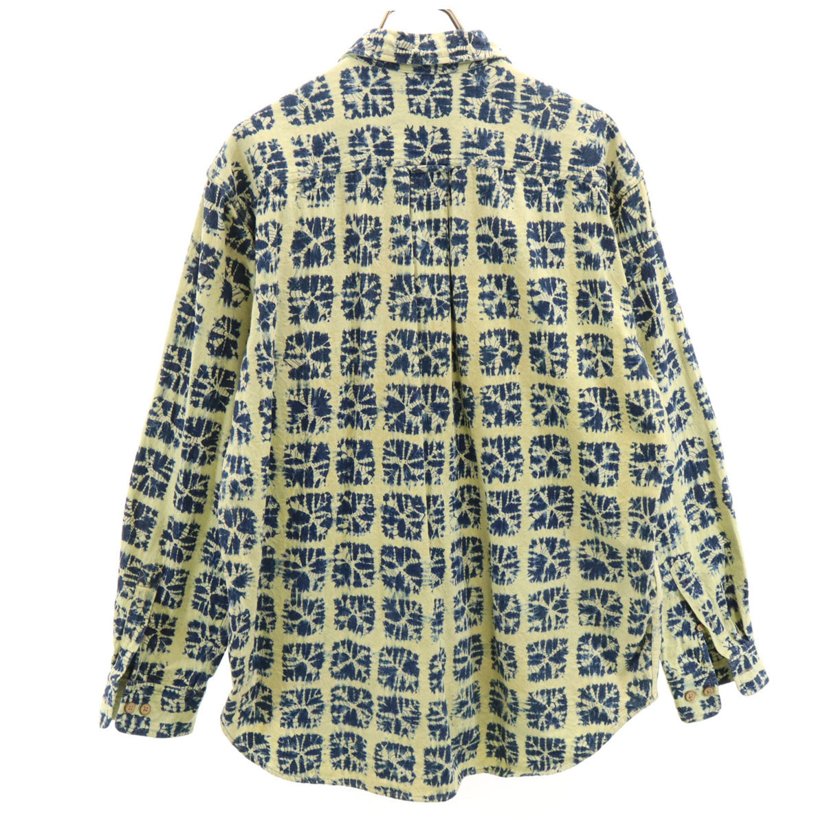 Flying Scotsman フライングスコッツマン 総柄 長袖 シャツ L ネイビー×イエロー系 メンズ