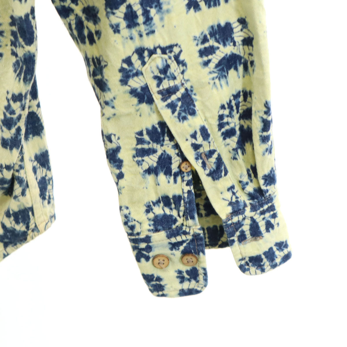 Flying Scotsman フライングスコッツマン 総柄 長袖 シャツ L ネイビー×イエロー系 メンズ