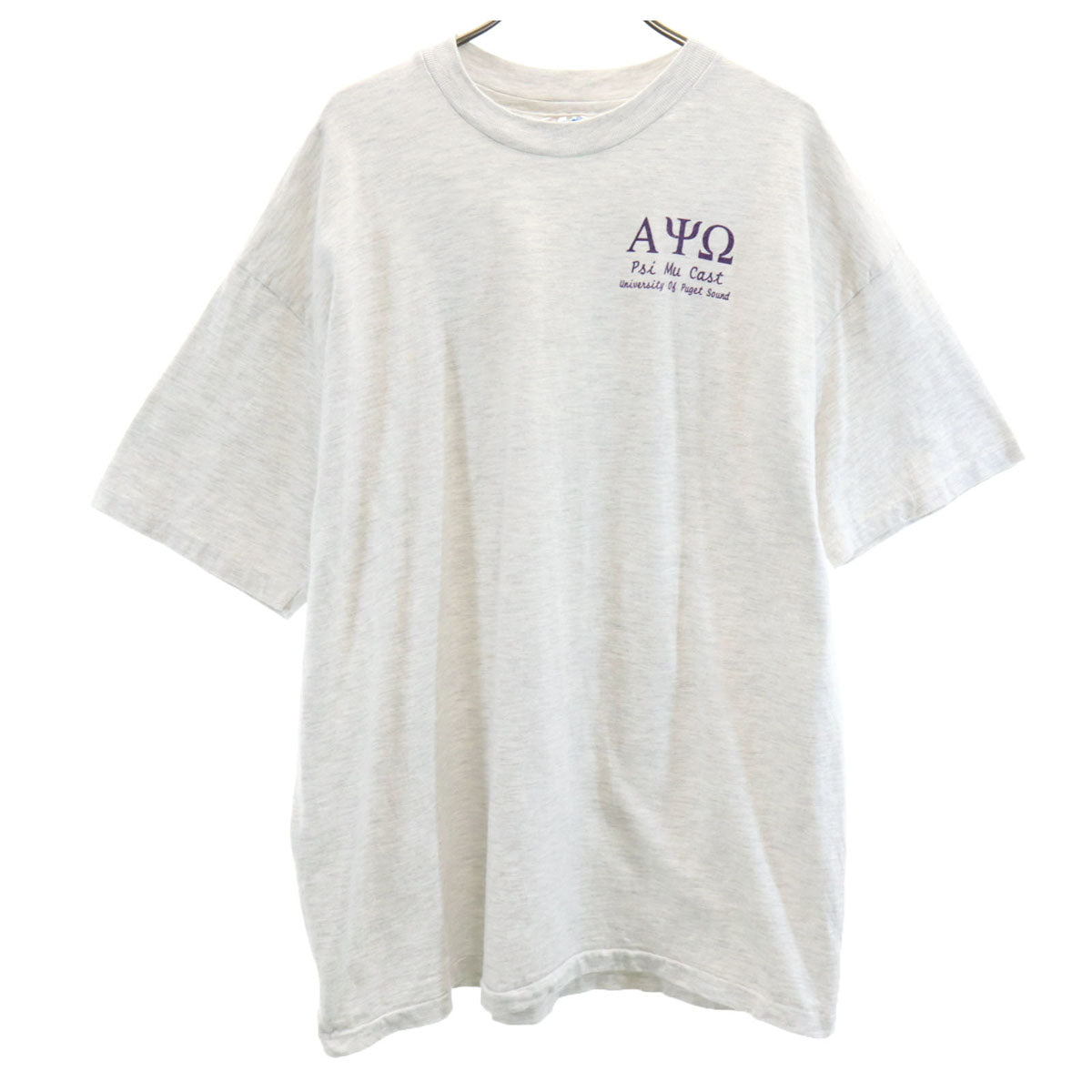 Hanes ヘインズ 90s USA製 オールド バックプリント 半袖 Tシャツ XL グレー シングルステッチ BEEFY-T メンズ