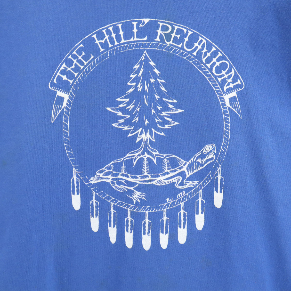 Hanes ヘインズ 90s USA製 オールド 亀 プリント 半袖 Tシャツ XXL ブルー シングルステッチ ビッグサイズ メンズ