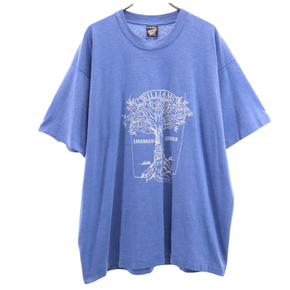 SCREEN STARS BEST スクリーンスターズベスト 90s USA製 オールド ツリー プリント 半袖 Tシャツ XXL ブルー シングルステッチ ビッグサイズ メンズ