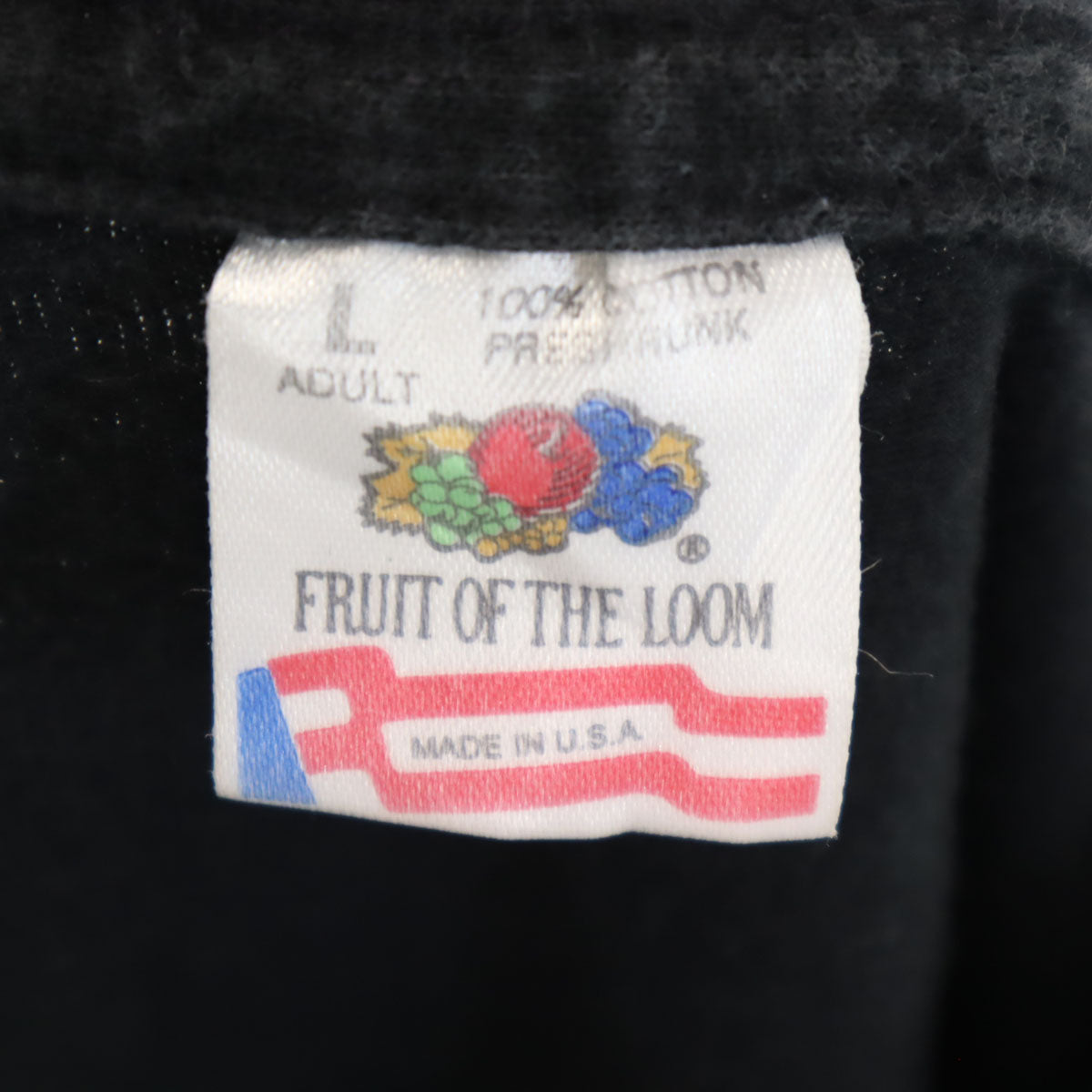 FRUIT OF THE LOOM フルーツオブザルーム 90s USA製 オールド 半袖 Tシャツ L 黒 シングルステッチ メンズ