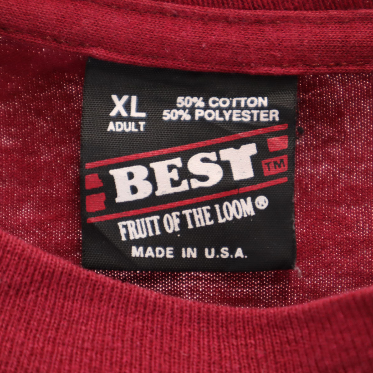 FRUIT OF THE LOOM フルーツオブザルーム 90s USA製 オールド 半袖 Tシャツ XL ボルドー系 BEST シングルステッチ メンズ