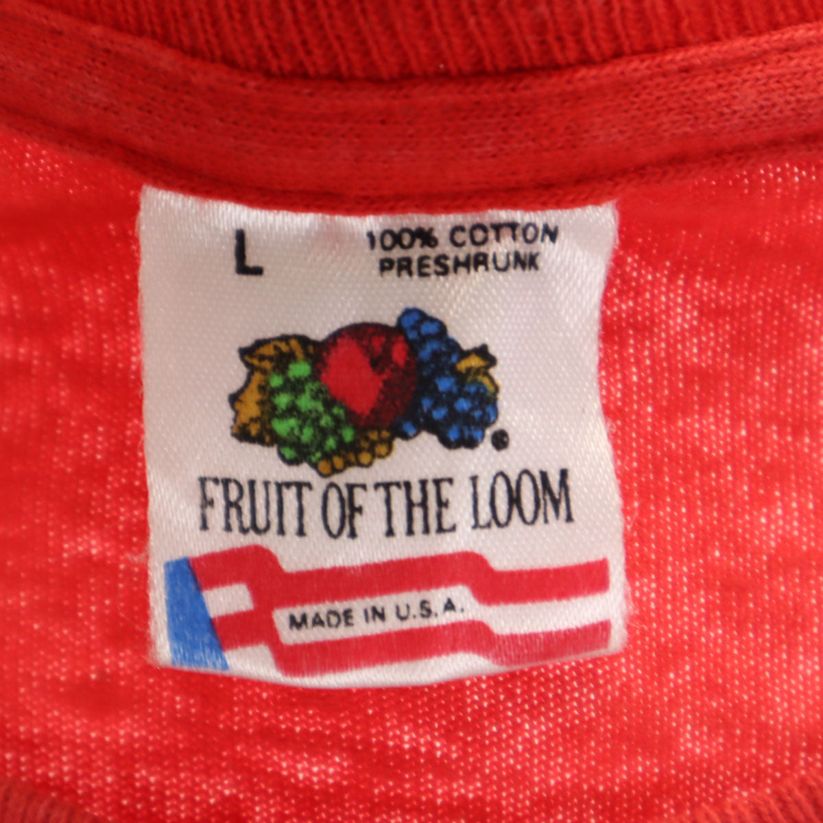 FRUIT OF THE LOOM フルーツオブザルーム 90s USA製 オールド 半袖 Tシャツ L 赤 シングルステッチ メンズ
