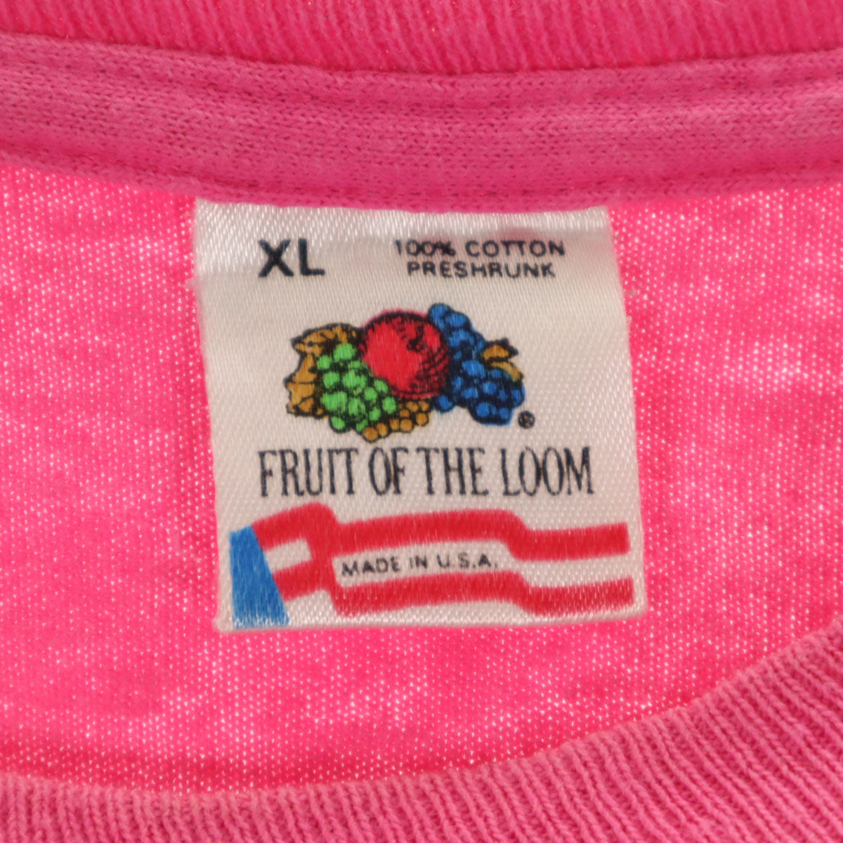 FRUIT OF THE LOOM フルーツオブザルーム 90s USA製 オールド 半袖 Tシャツ XL ピンク シングルステッチ メンズ
