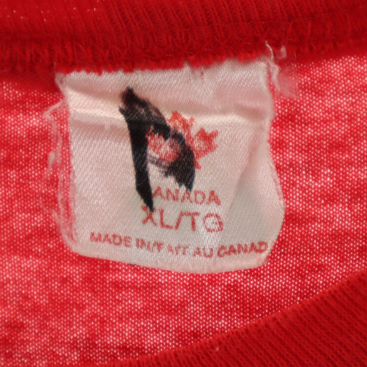 80s 90s カナダ製 オールド 半袖 Tシャツ XL レッド シングルステッチ メンズ