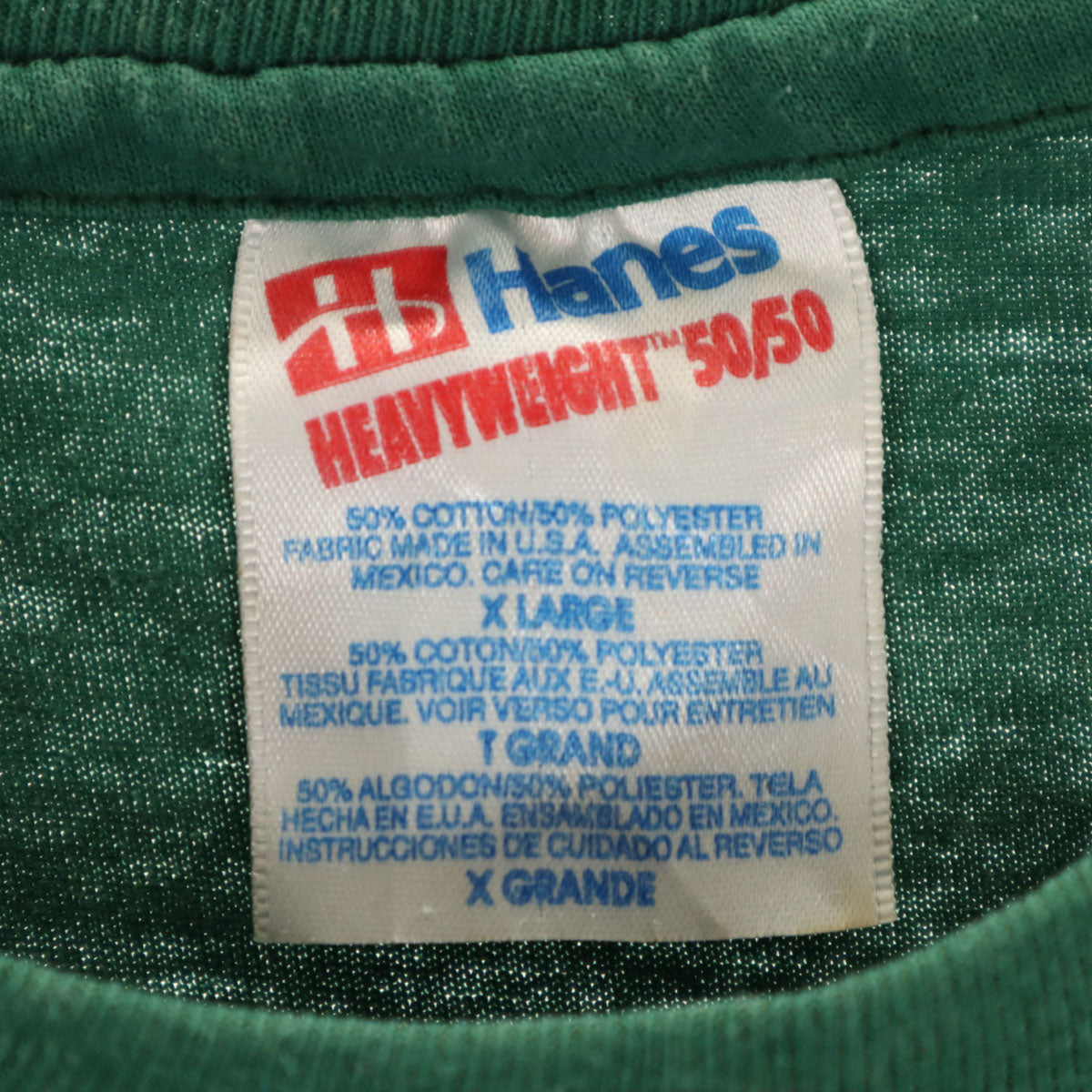 Hanes ヘインズ 90s HEAVYWEIGHT50/50 オールド USA製 半袖 Tシャツ XL グリーン シングルステッチ メンズ