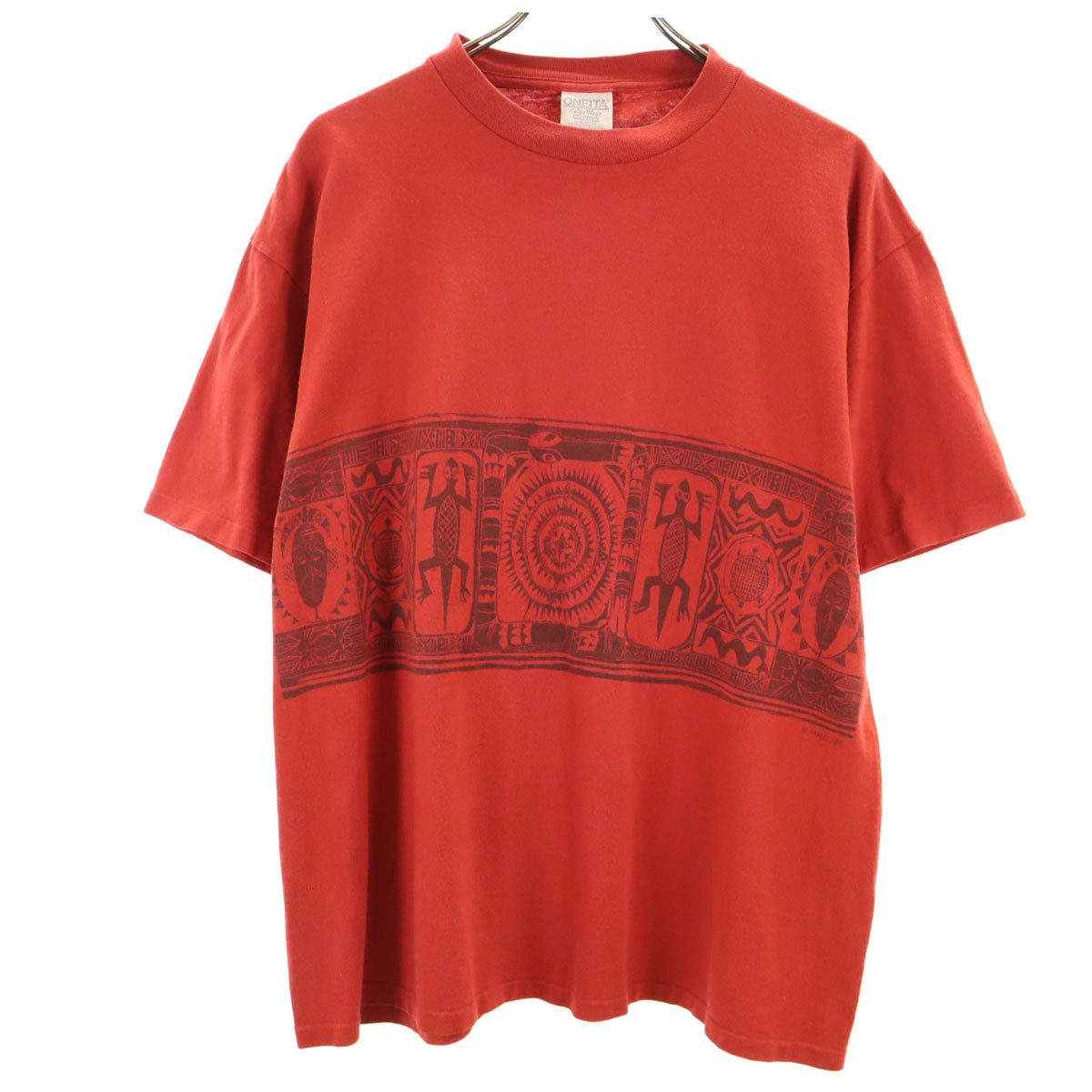 ONEITA オニータ 90s USA製 オールド 半袖 Tシャツ レッド シングルステッチ メンズ