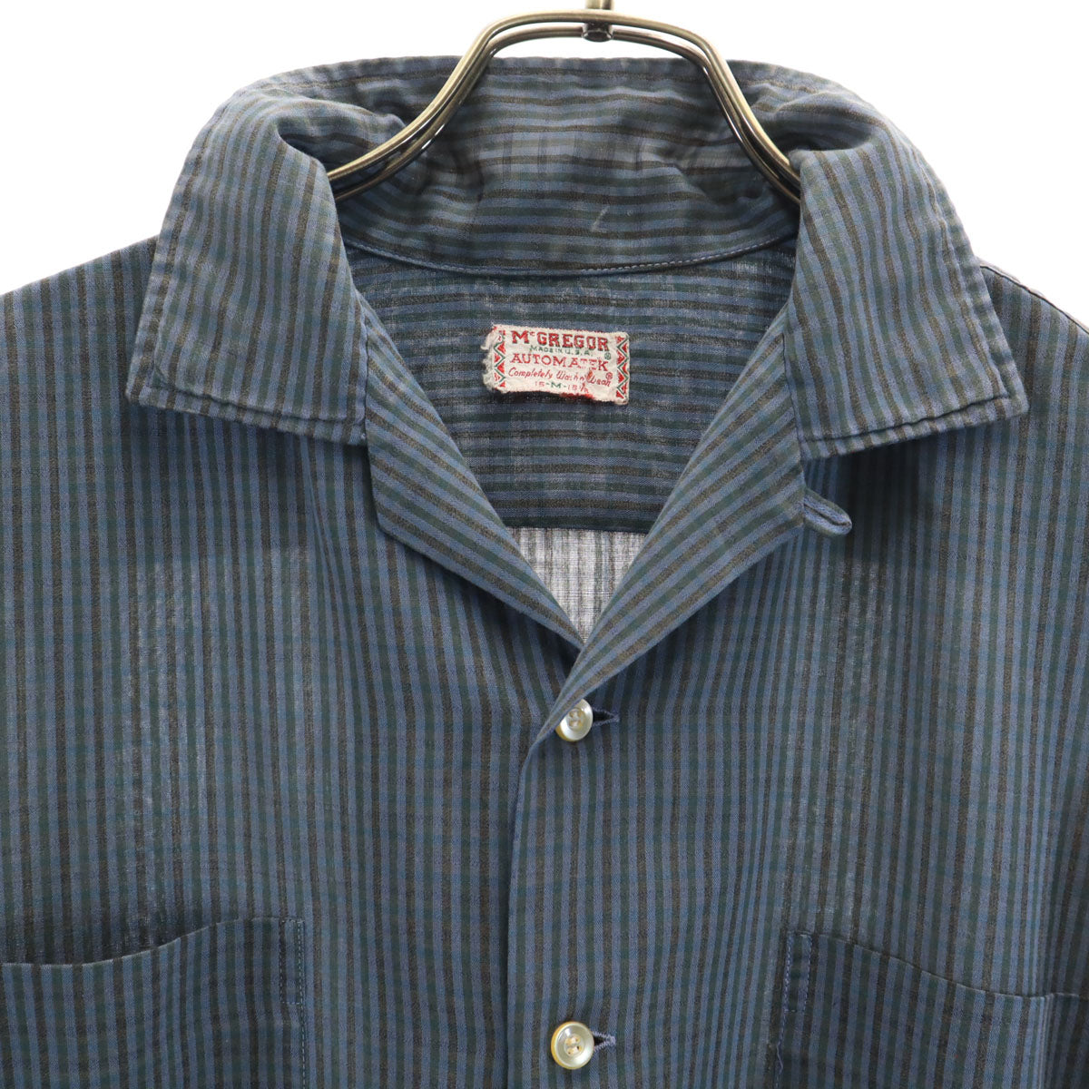 McGregor マクレガー 60s ヴィンテージ USA製 チェック柄 半袖 オープンカラーシャツ M チャコールグレー メンズ