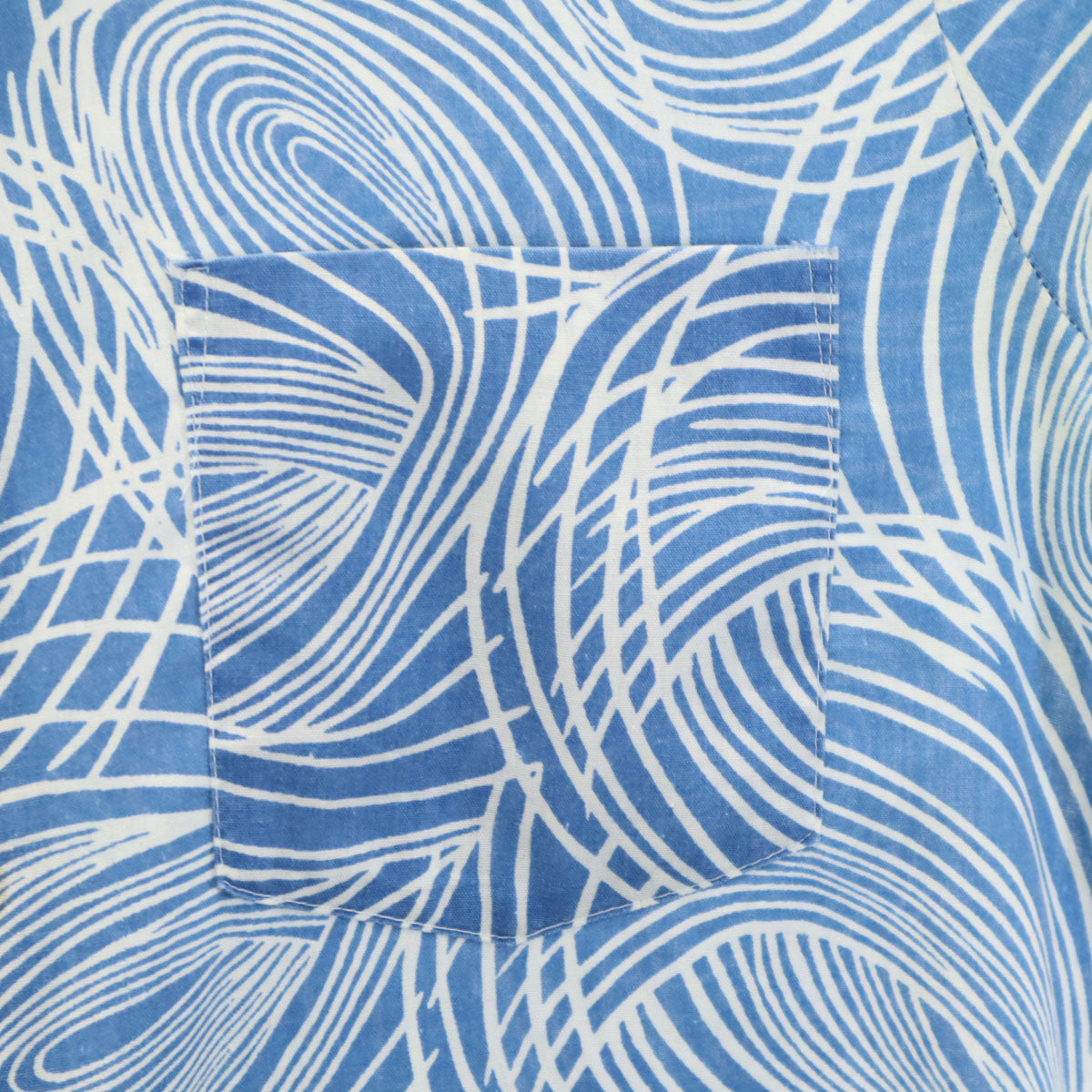 THE CUSTOM SPORT 70s カナダ製 ヴィンテージ 総柄 半袖 アロハシャツ S ブルー メンズ