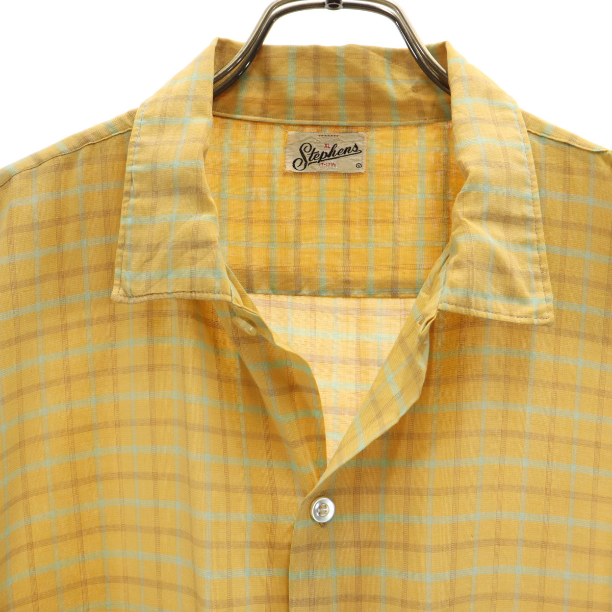 Stephens 60s ヴィンテージ チェック柄 半袖 シャツ XL イエロー系 メンズ