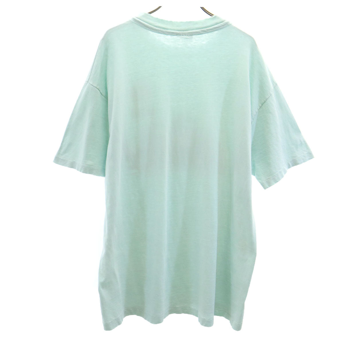 Hanes ヘインズ 80s 90s USA製 オールド 鉄道プリント 半袖 Tシャツ XL ミント系 シングルステッチ BEEFY-T メンズ