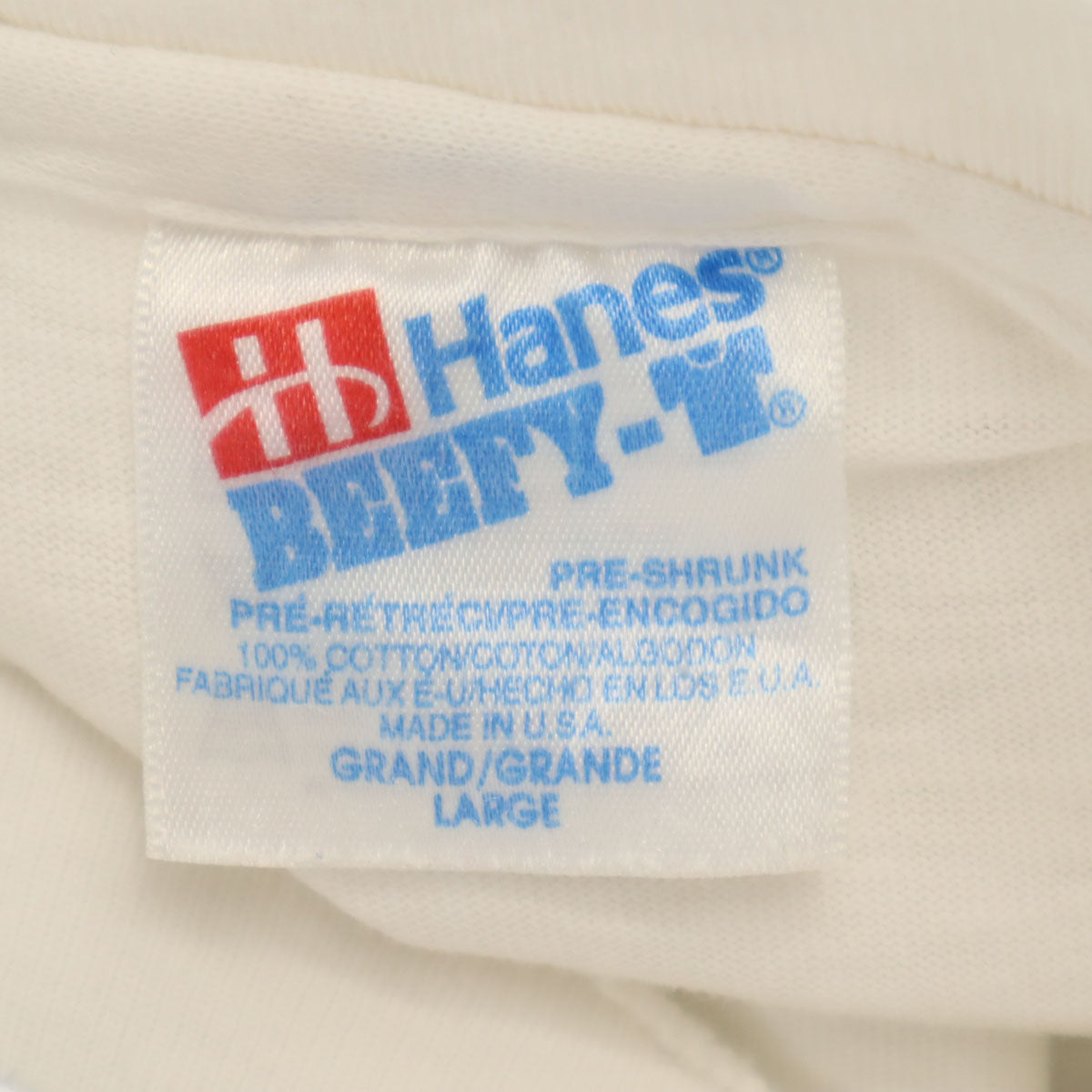 Hanes ヘインズ 90s USA製 オールド エレファント プリント 半袖 Tシャツ L ホワイト シングルステッチ BEEFY-T 象 アニマル柄 メンズ