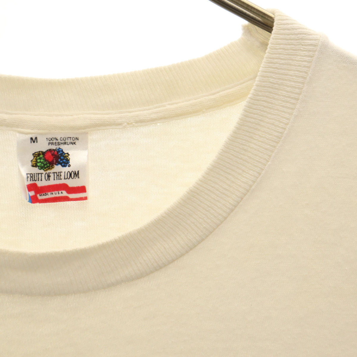 FRUIT OF THE LOOM フルーツオブザルーム 80s USA製 ヴィンテージ 牛 プリント 半袖 Tシャツ M アイボリー シングルステッチ アニマル柄 メンズ