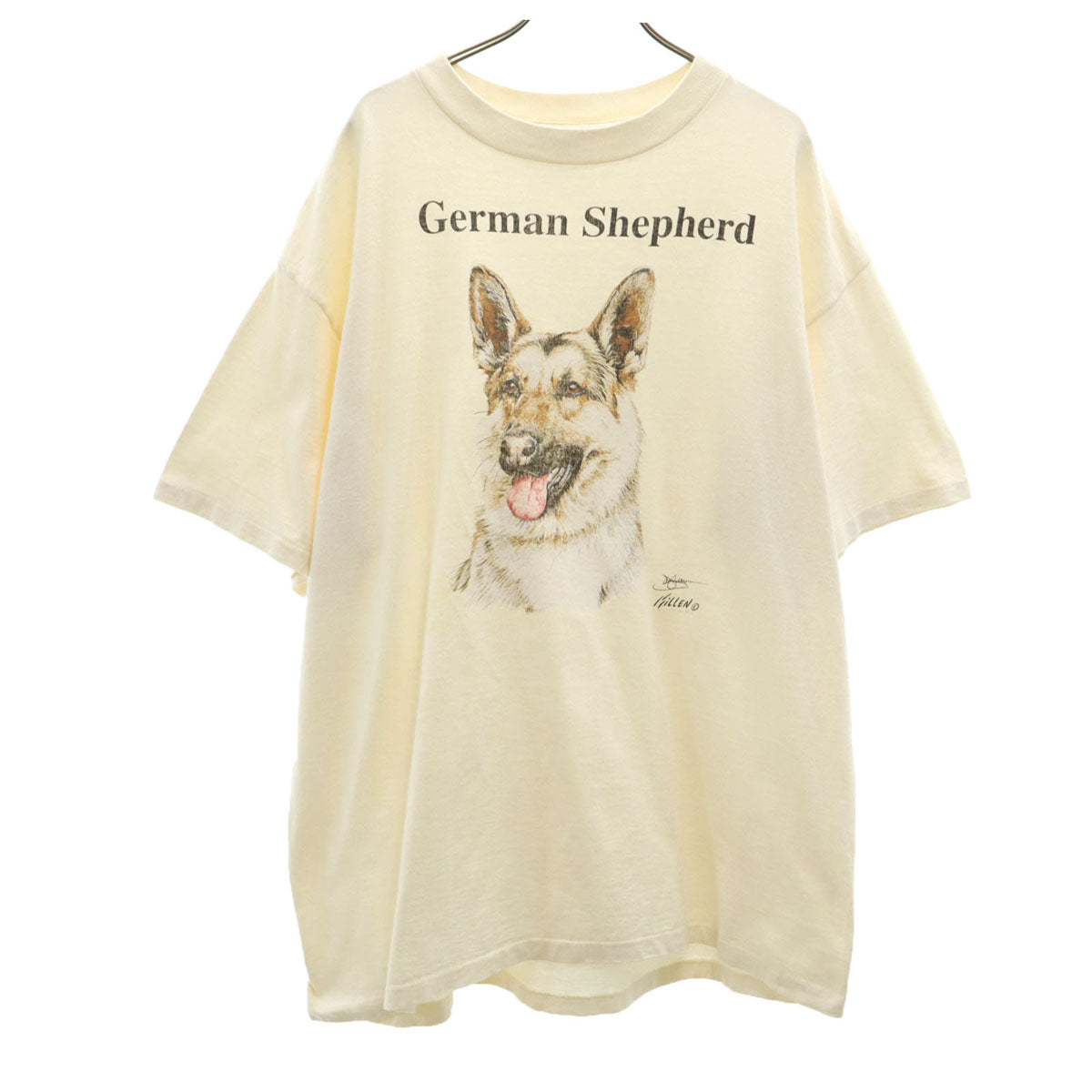 DELTA デルタ 90s USA製 オールド ジャーマンシェパード プリント 半袖 Tシャツ XL アイボリー シングルステッチ 犬 ドッグ メンズ