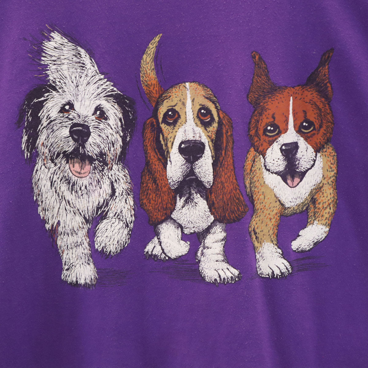 SCREEN STARS スクリーンスターズ 90s オールド USA製 ドッグ プリント 半袖 Tシャツ XL パープル シングルステッチ 犬 メンズ