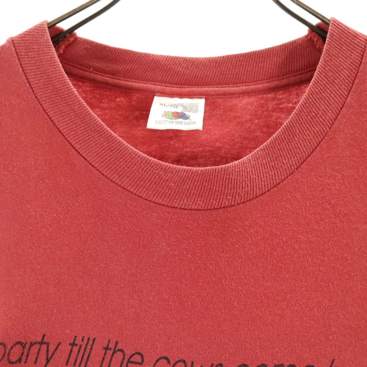FRUIT OF THE LOOM フルーツオブザルーム 90s カナダ製 オールド 牛 プリント 半袖 Tシャツ XL レッド系 シングルステッチ アニマル柄 メンズ