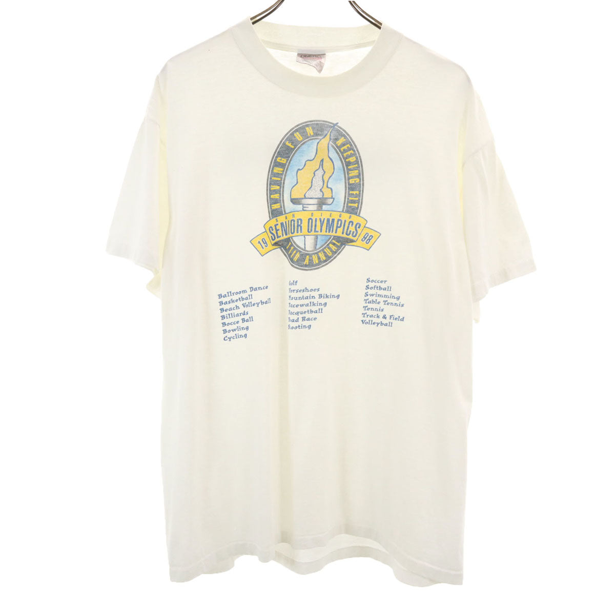 ONEITA オニータ 90s オールド 1998年 シニアオリンピック ボランティア 半袖 Tシャツ L ホワイト シングルステッチ メンズ