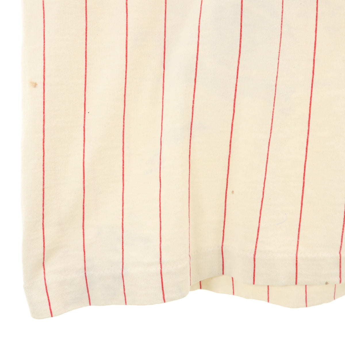 80s 90s オールド ストライプ柄 半袖 ベースボール Tシャツ アイボリー シングルステッチ メンズ