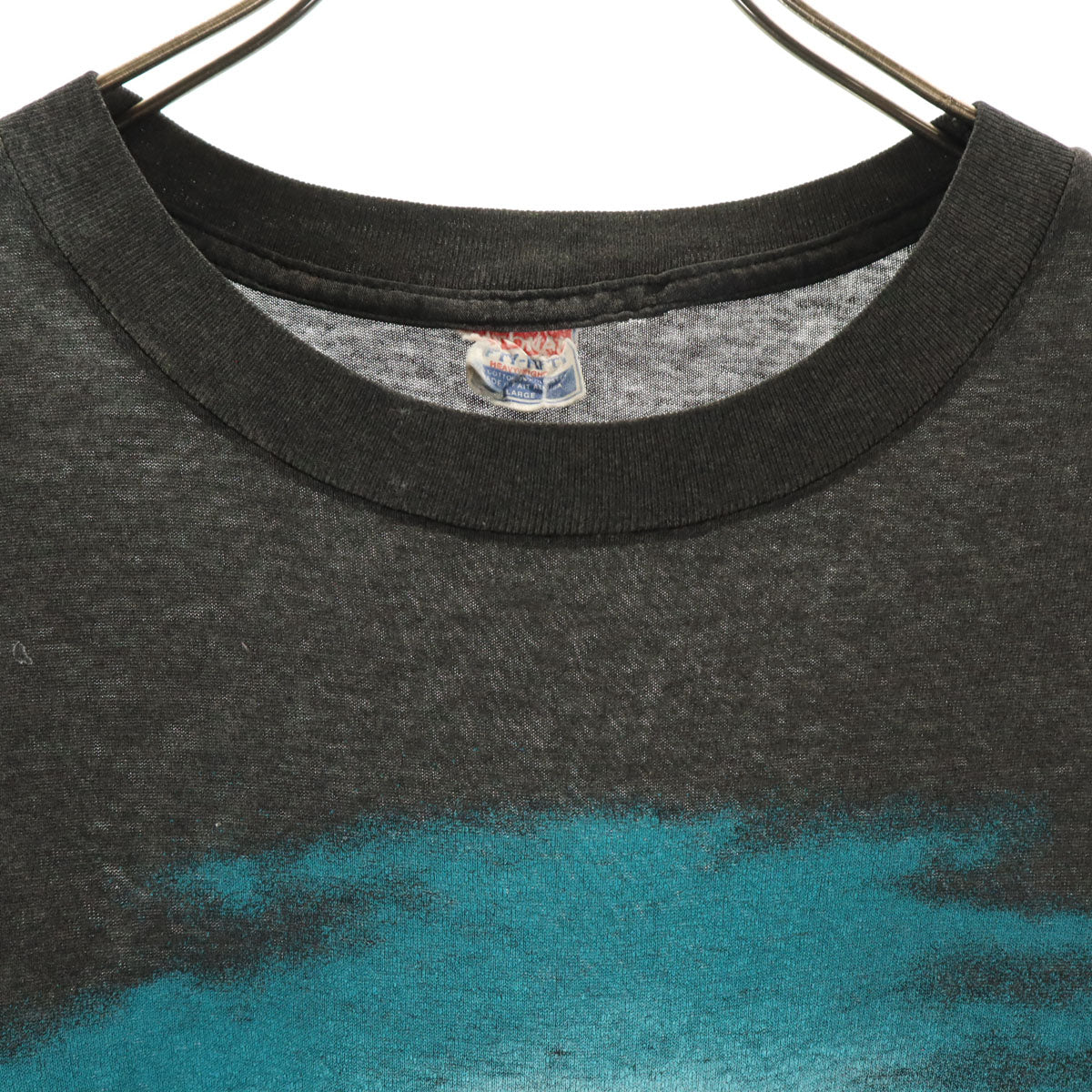 NATIONAL 90s USA製 オールド ニューヨーク ジョージ湖 プリント 半袖 Tシャツ XL チャコールグレー シングルステッチ メンズ