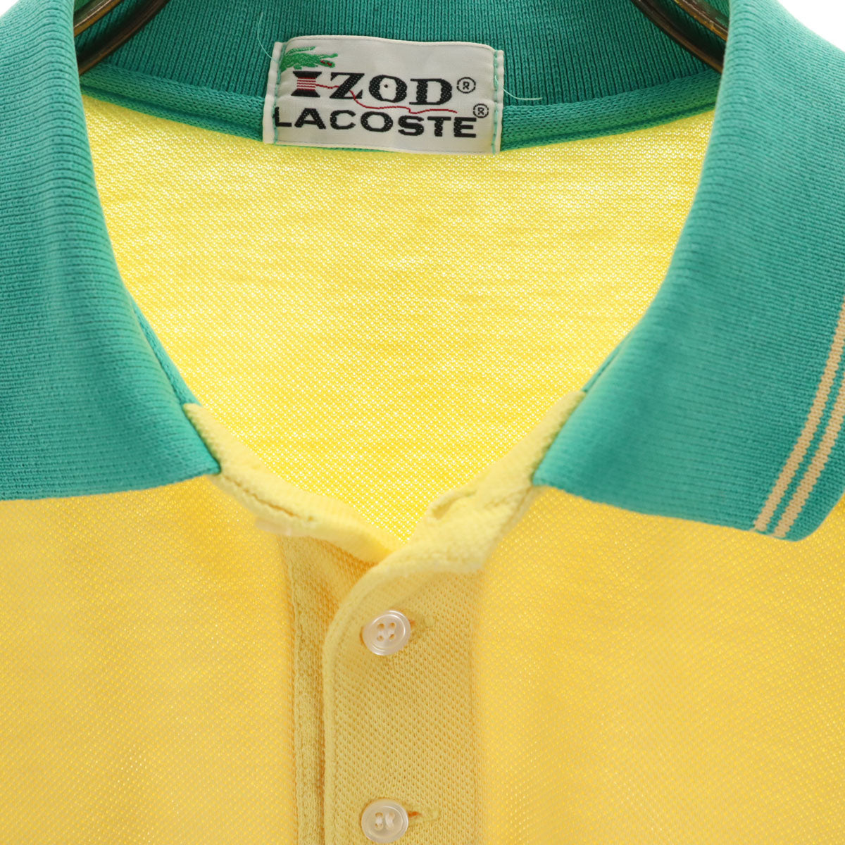 IZOD LACOSTE アイゾッドラコステ 70s ヴィンテージ 糸巻きタグ 半袖 ポロシャツ イエロー系 鹿の子 メンズ
