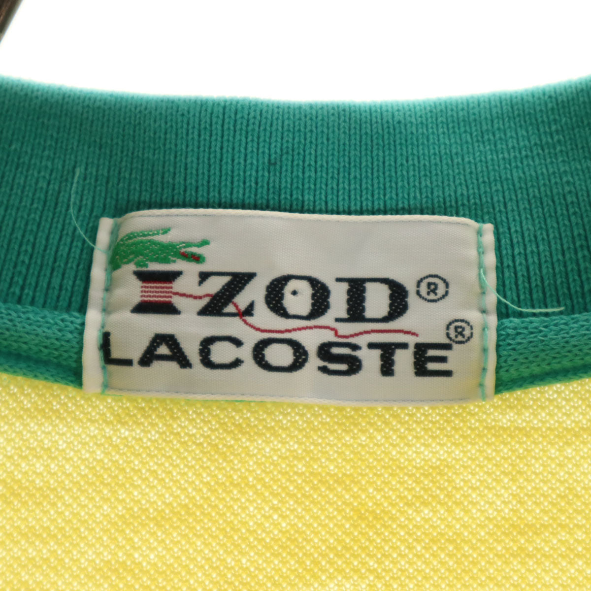 IZOD LACOSTE アイゾッドラコステ 70s ヴィンテージ 糸巻きタグ 半袖 ポロシャツ イエロー系 鹿の子 メンズ