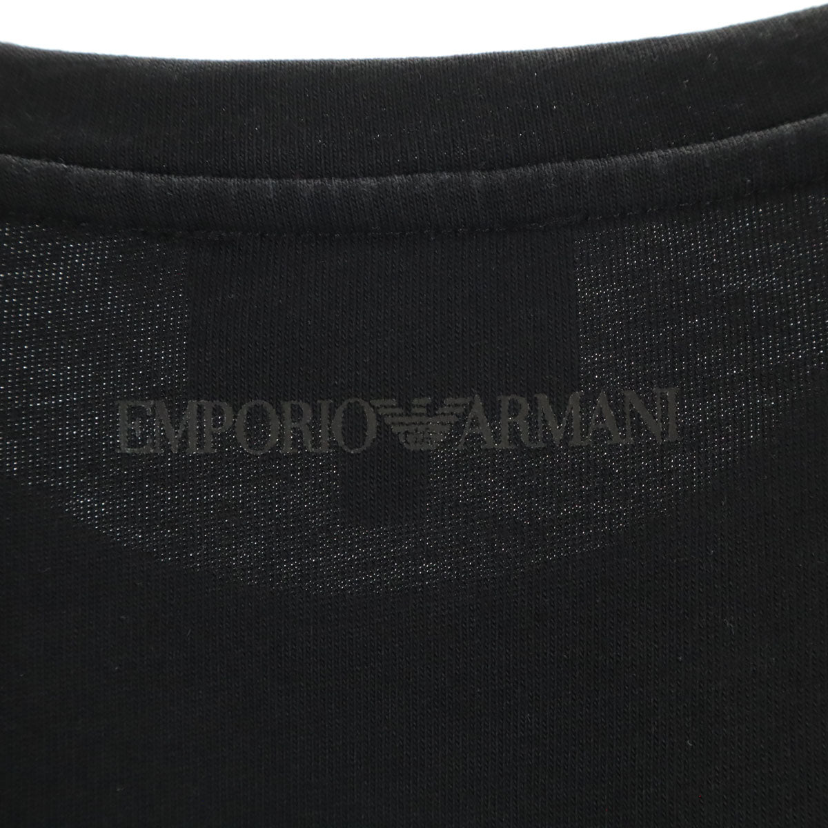Emporio Armani エンポリオアルマーニ ブルガリア製 ストーンロゴ 半袖 Tシャツ XS ブラック レディース