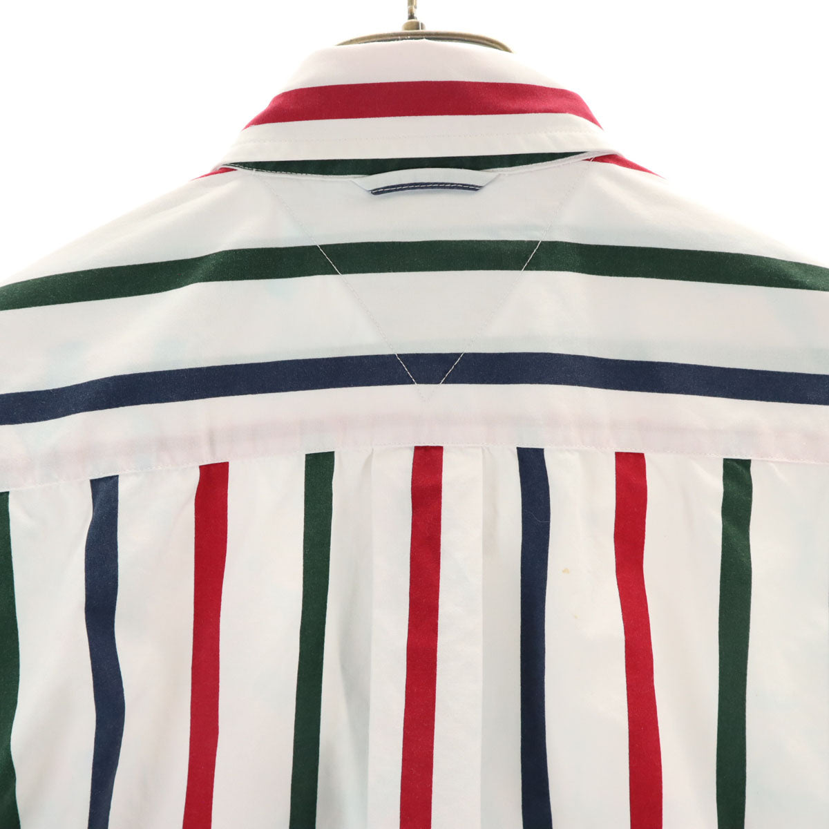 TOMMY HILFIGER トミーヒルフィガー 90s オールド ストライプ柄 半袖 ボタンダウンシャツ S ホワイト メンズ