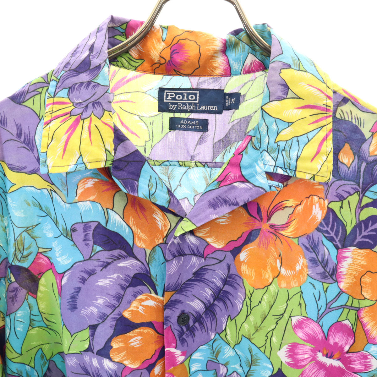 Polo by Ralph Lauren ポロバイラルフローレン 90s オールド 開襟 花柄 半袖 オープンカラーシャツ M マルチ ADAMS メンズ