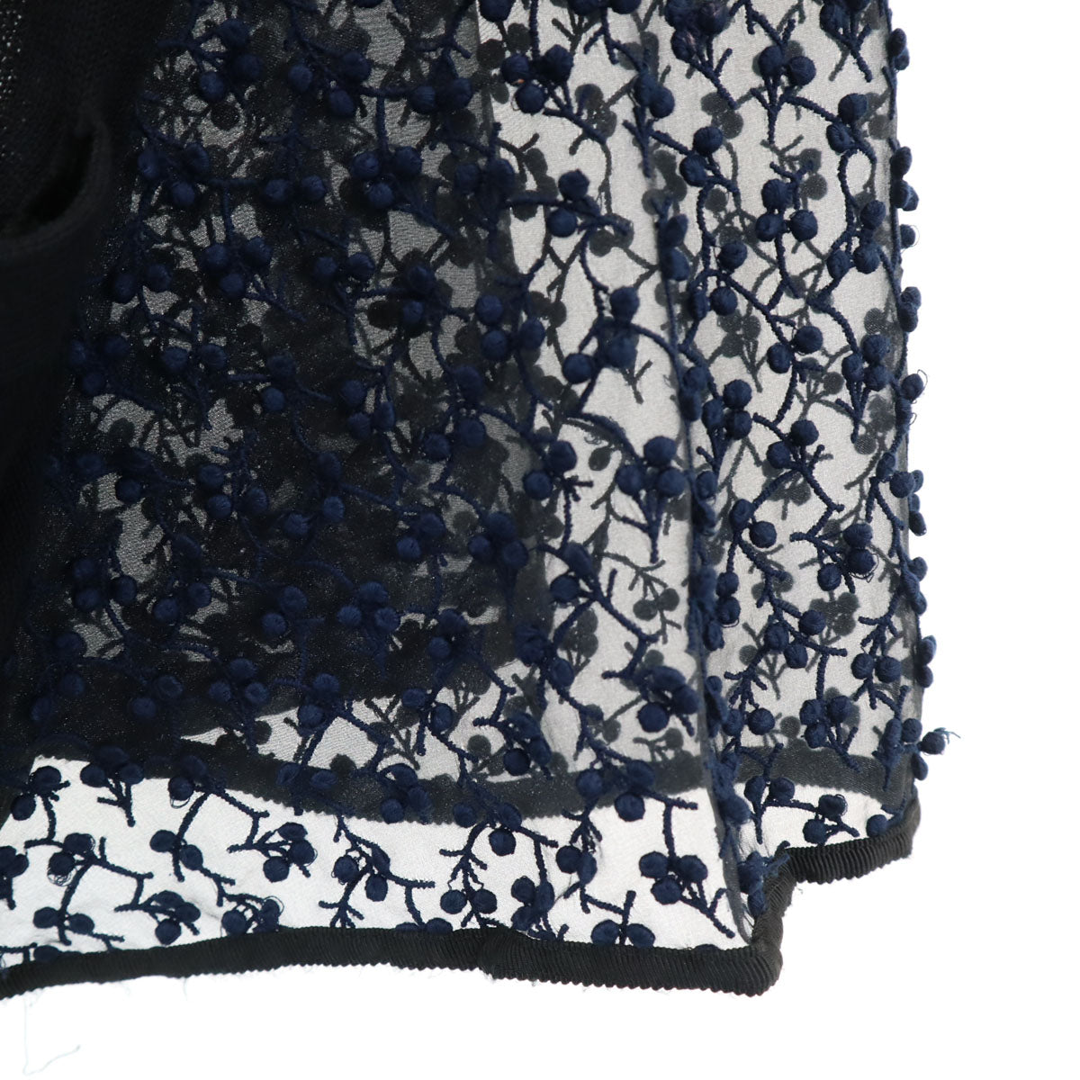 長袖 シアー切替 ニットカーディガン ブラック ペプラム レディース